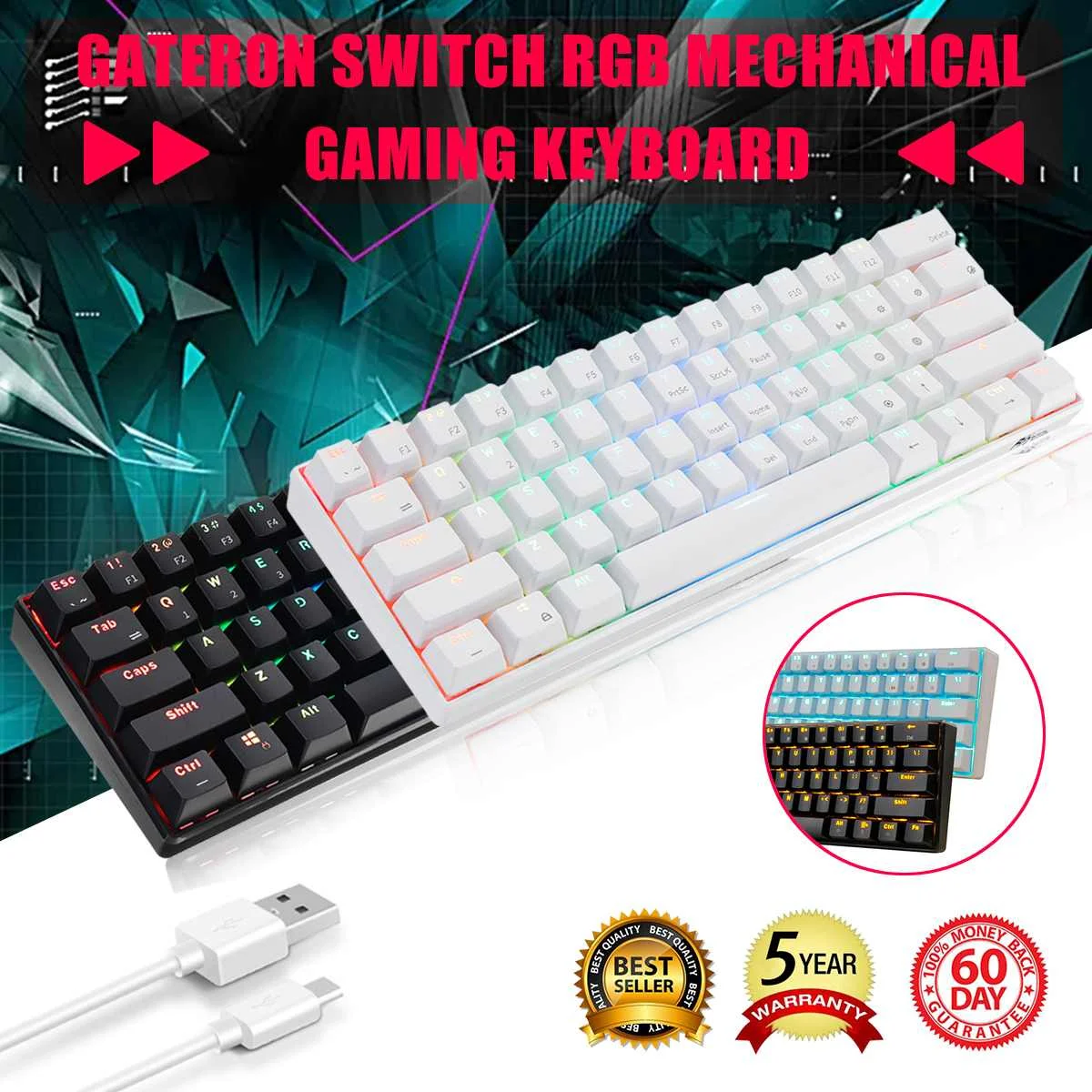 

Switch Portable RGB Mechanical Gaming Keyboard bluetooth LED Backlit Waterproof for Desktop English Layout