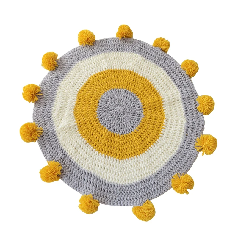 

Round Rugs KidS Play Mat Handmade Floor Decor Carpet 80cm Cable Knitted Children'S Game Baby Room Decorative Cartoon Animal Ar