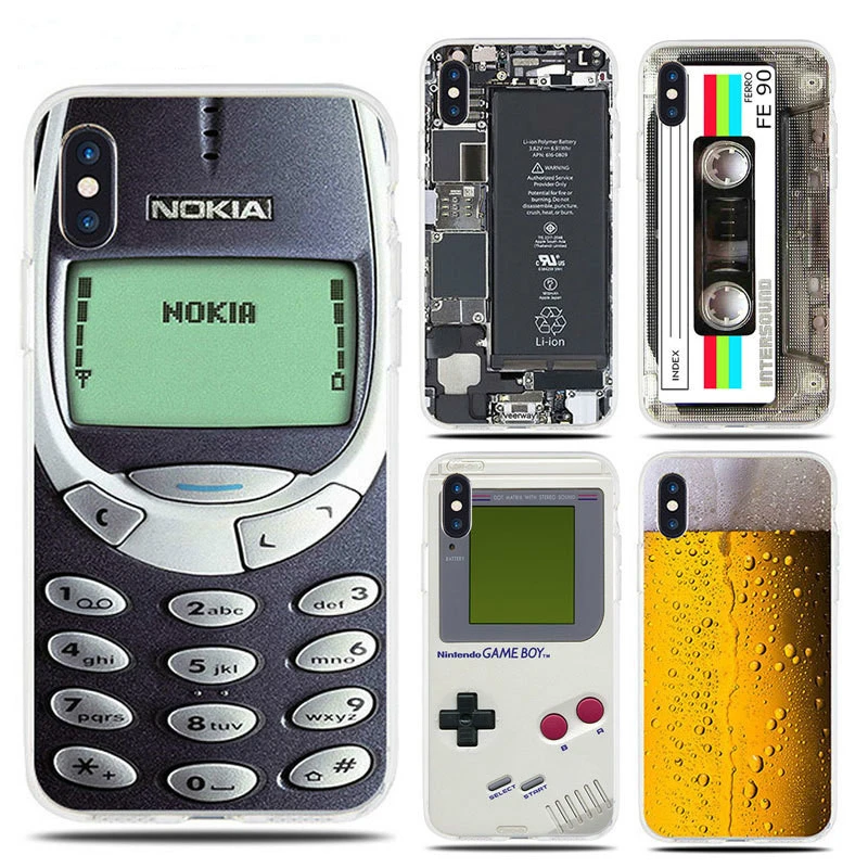 面白いソフト Tpu ケース Iphone 5 7 8 プラス X 6 6 4s 5 5 S Se ビールゲームボーイ電話バッテリークリア Iphone Xs 最大 Xr キャパ Fitted Cases Aliexpress