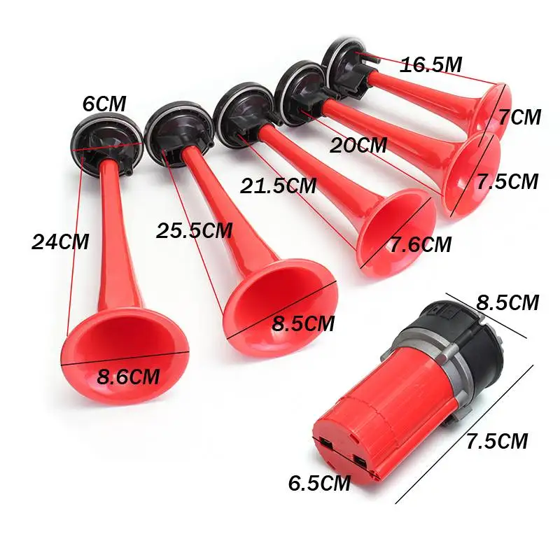  150dB 12V 5 Pcs Trumpet Car Air Horn Chrome Super Loud with Compressor for Car Boat Motorcycles Tru