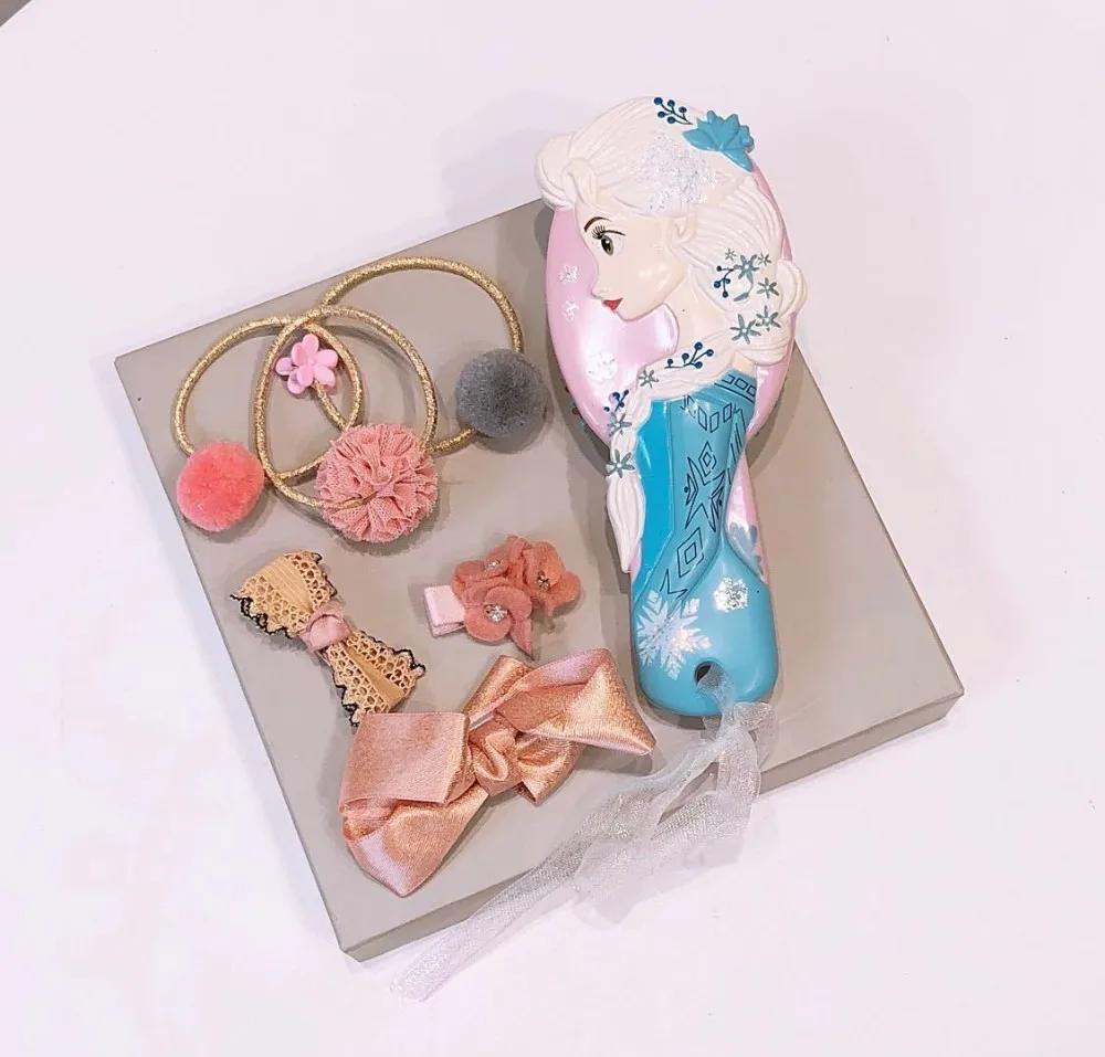 Disney Comb Headwear Head Rope Set The Frozen Elsa Snow White Ariel Cartoon Princess Comb New Year Lovely Gift