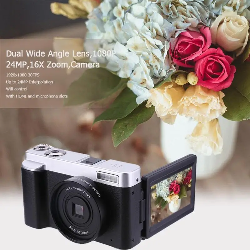 

P12 Flip Screen WIFI FHD 1080P 24MP 16X Zoom Digital Camera Video Recorder HD digital camera WIFI double wide angle lens