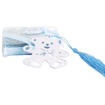 

New Cute Bear Design Wedding Bookmark Favors With Tassel And Gift Box Baby Shower Souvenirs Student Creative Bear Bookmark 12P