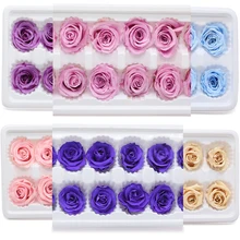 3-4 см консервированные вечные розы головы в коробке Высокое качество Быстрая Сушка Натуральный Свежий цветок навсегда Роза Новогодний подарок на день Святого Валентина