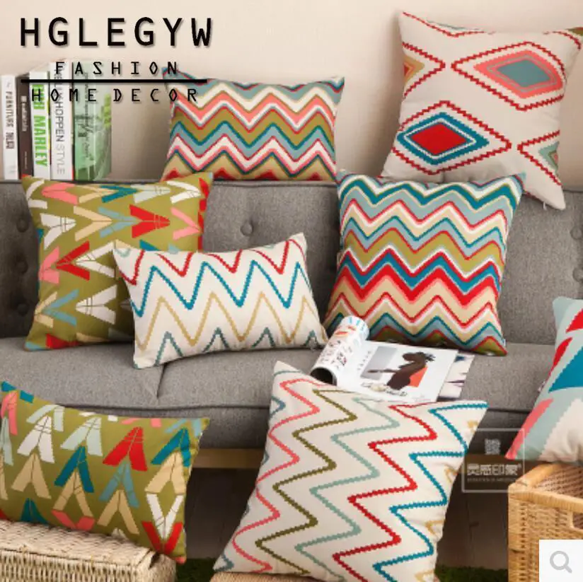 

Wave Stripe Pillow Case Throw Pillowcase Cotton Linen Printed Pillow Covers For Office Home Textile