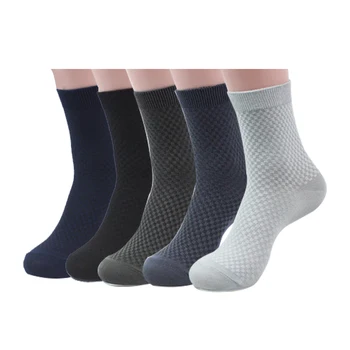 

5 pairs/Set Men Socks Fashion Small Lattice Socks Anti Bacterial Brand Man Classic All-Match Business Bamboo Socks (Fit 39-43)