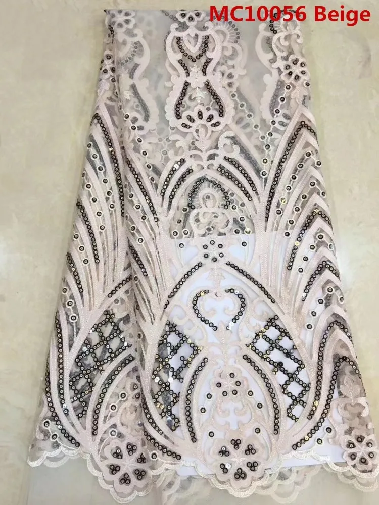 

Mr.Z Beige Sequins French Lace Fabric African Wedding Mesh Lace Fabric Embroidered Nigerian Mesh French Fabric Lace For Party