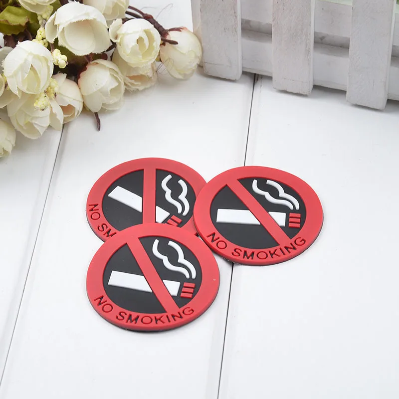 

No Smoking Car Center Console Stickers Styling Allowed Round Red Logo Sign Vinyl Sticker Use for Car Glass Business Door