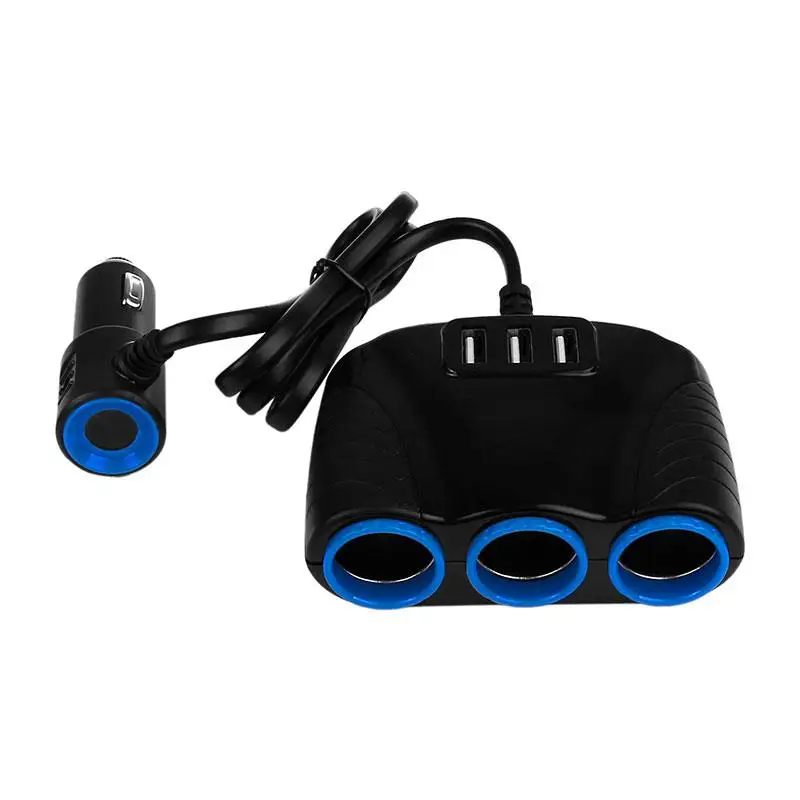 AOZBZ 3 Way 3.1A Blue Led Car Cigarette Lighter Socket Splitter Hub Power Adapter USB Port 12V-24V For IPad Smartphone DVR GPS | Автомобили