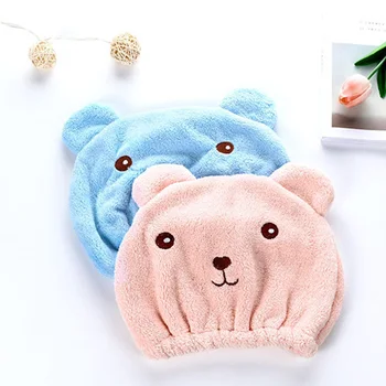 

Head Wrap Dry Hair Cap Bear Cartoon Style Hat Cut Bear Soft Skin-friendly Quick-dry Strong Absorbing Towel Shower