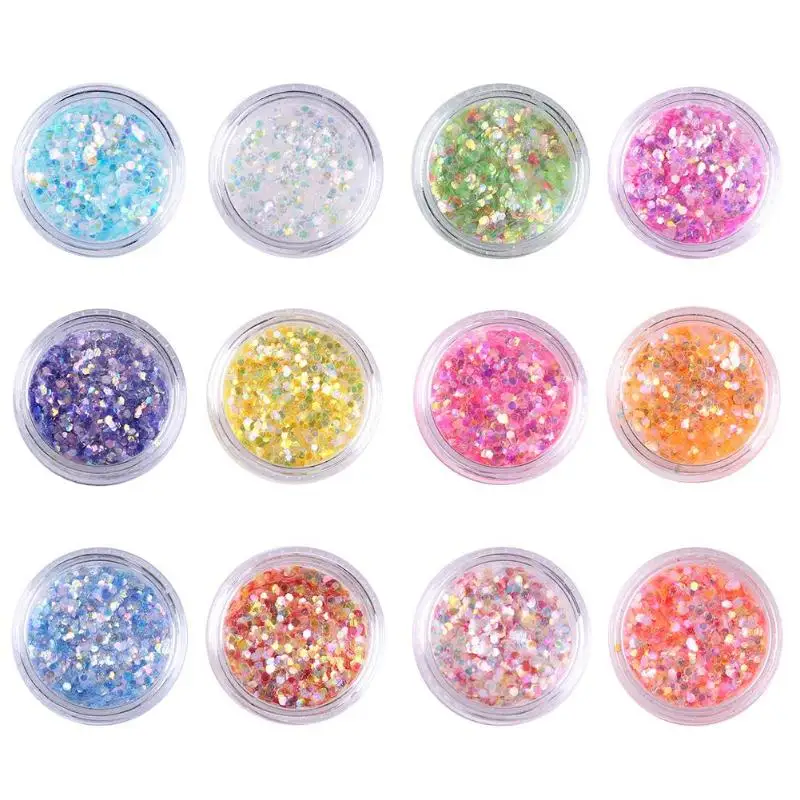 

1box Candy Color Nail Art Sequins Hexagon Flakes Slice Mixed Glitter Nail Sequins 3d Sparkling Manicure Nail Art Decorations