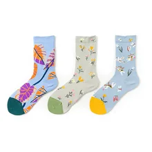 PEONFLY Kawaii милые женские носки Забавные милые кремовые карамельные цвета Skarpetki Ангел цветочный принт носки женские рождественский подарок