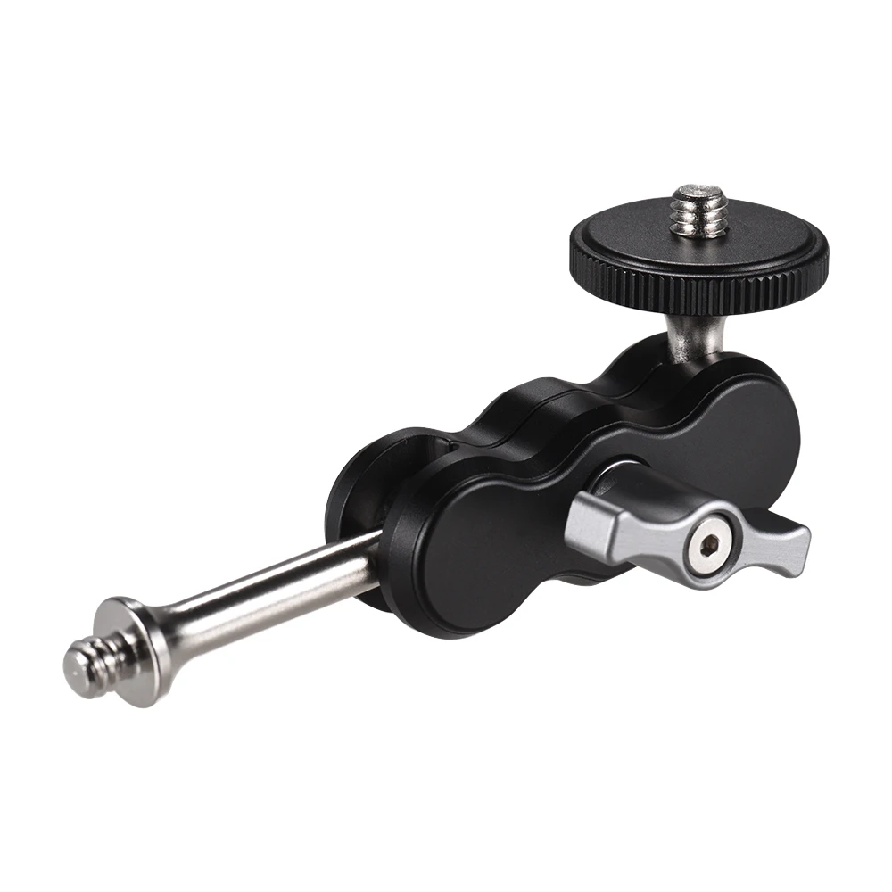 Multi functional Arm Mount Clamp Adapter with Dual Ballhead 1/4" Screw for Camera Monitor LED