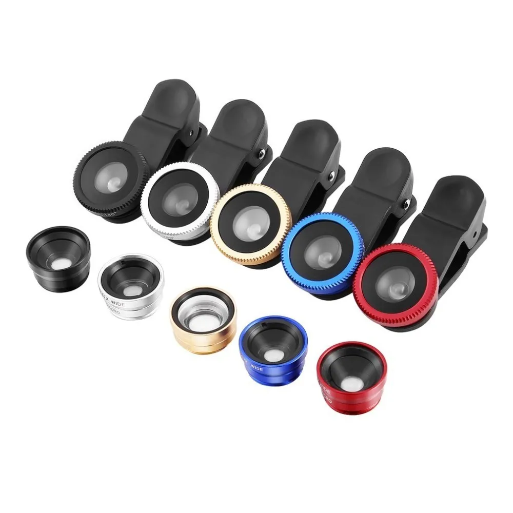 

3 in 1 Wide Angle Macro Fisheye Lens for Camera Mobile Phone Portable Parts Universal For iPhone Android Phones Dropshipping