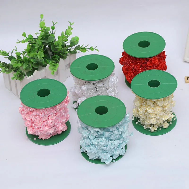 

High Quality 1 Roll Fish Line Beads Inlaid Roses Wedding Christmas Stage festive Decoration DIY Bridal Tiara Hair Accessories