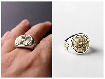 

925 Sterling Silver Fashion JewelryBuddhism Buddha Vajra Ring Adjustable Men Women A3328