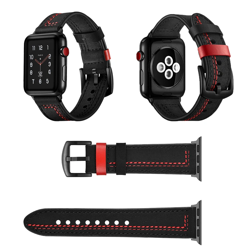 Новейшая швейная линия ремешок для часов из натуральной кожи Apple Watch Series 1 2 3 4