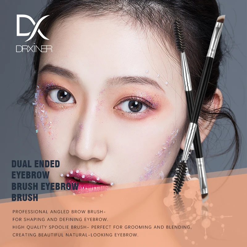 Drxiner فرش للماكياج الحاجب فرشاة + الحاجب مشط Spoolie فرشاة الحاجب ماكياج فرش الجمال أساسيات مزج العين