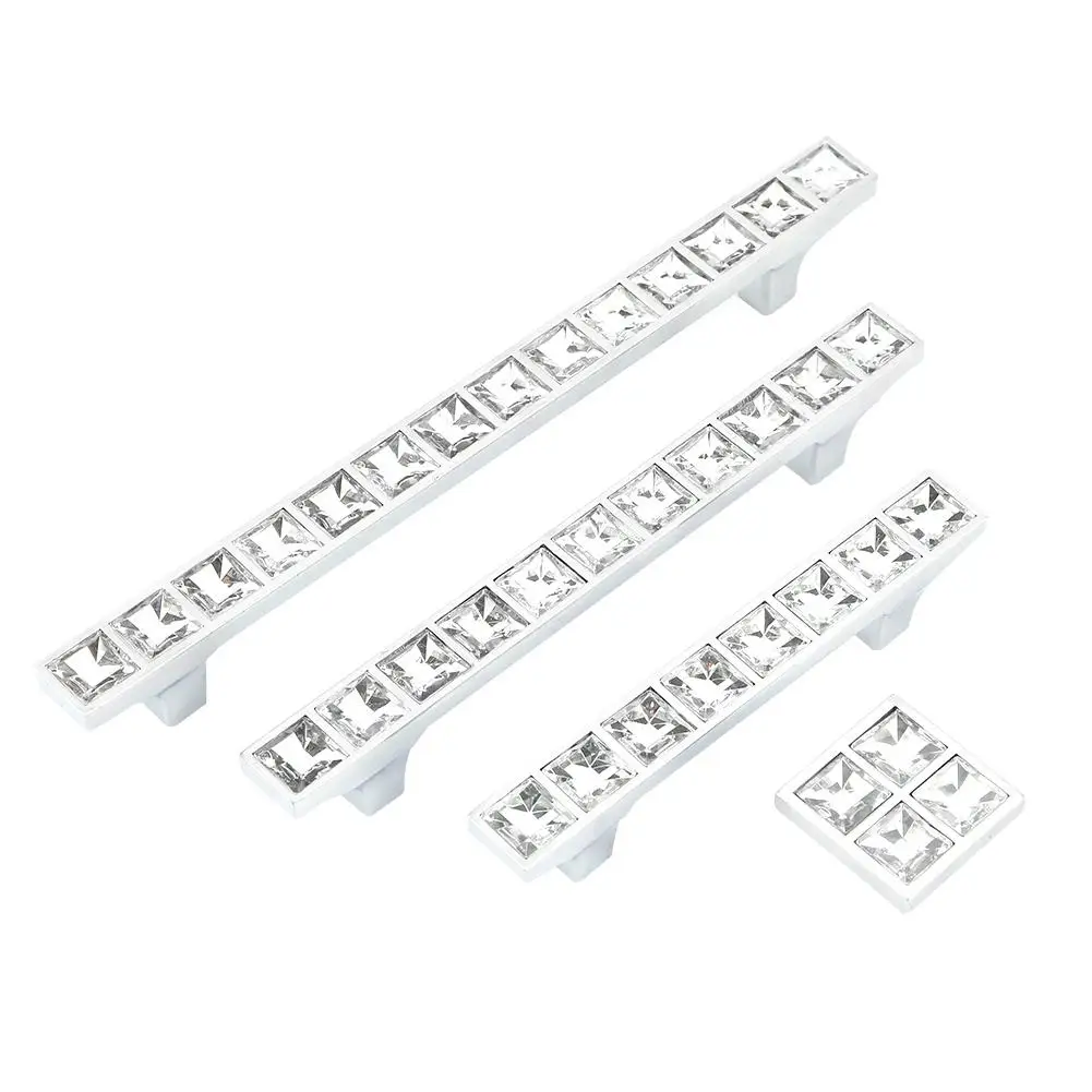 

European Style Diamond Crystal Door Handle Zinc Alloy Kitchen Cupboard Pulls Drawer Knobs Furniture Handle Hardware door pull