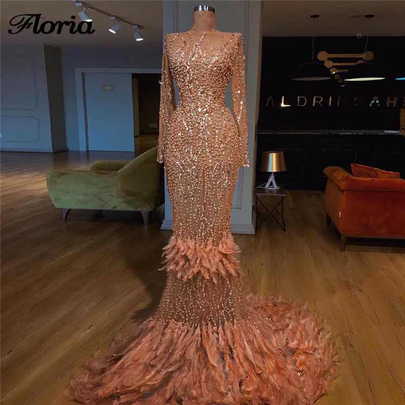 

Greatly Beading Feathers Evening Dresses Robe de soiree 2018 Aibye Turkish Long Pageant Prom Dress Dubai Party Gown Abendkleider