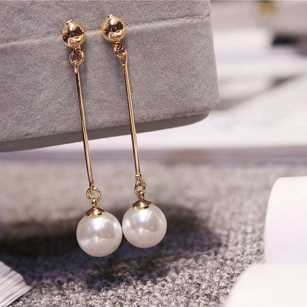 

Korean Style Fashion Imitation Pearl Tassel Earrings Women Female Vintage Long Section Earrings Jewelry Gift