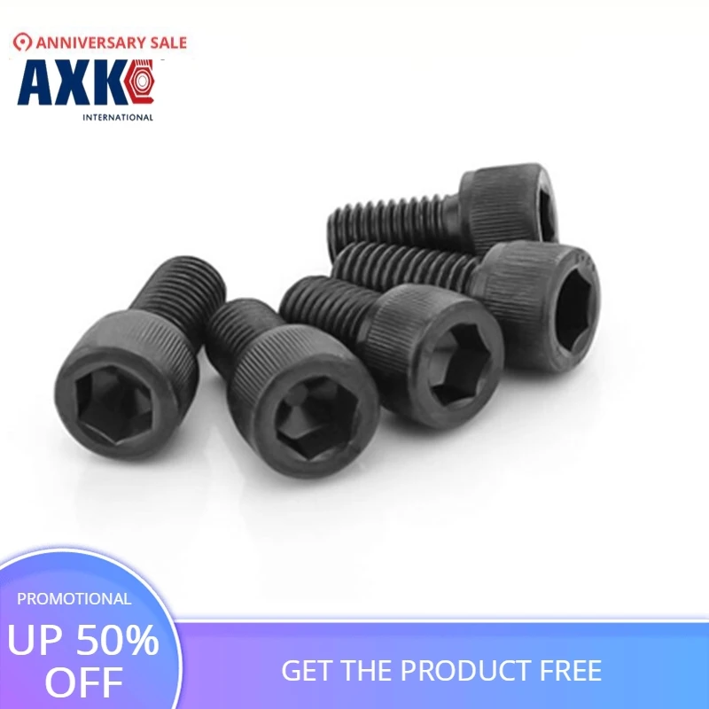 

AXK DIN912 Metric Thread M6 Black Grade 12.9 Alloy Steel Hex Socket Head Cap Screw Bolts M6*(8/10/12/14/15/16/18/20/22/25/30~100