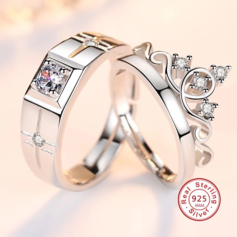 

925 Sterling Silver Crown Rings for Women Queen Crown Silver Wedding Ring with High Quality Cubic Zirconia Jewelry JN0386