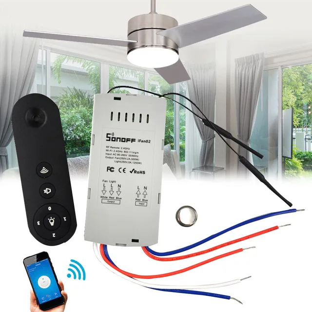 Sonoff Ifan02 Led Ceiling Fan Smart Switch Controller Timer Sonoff Ifan02 Led Ceiling Fan Smart Switch Controller Timer Remote Control Wifi