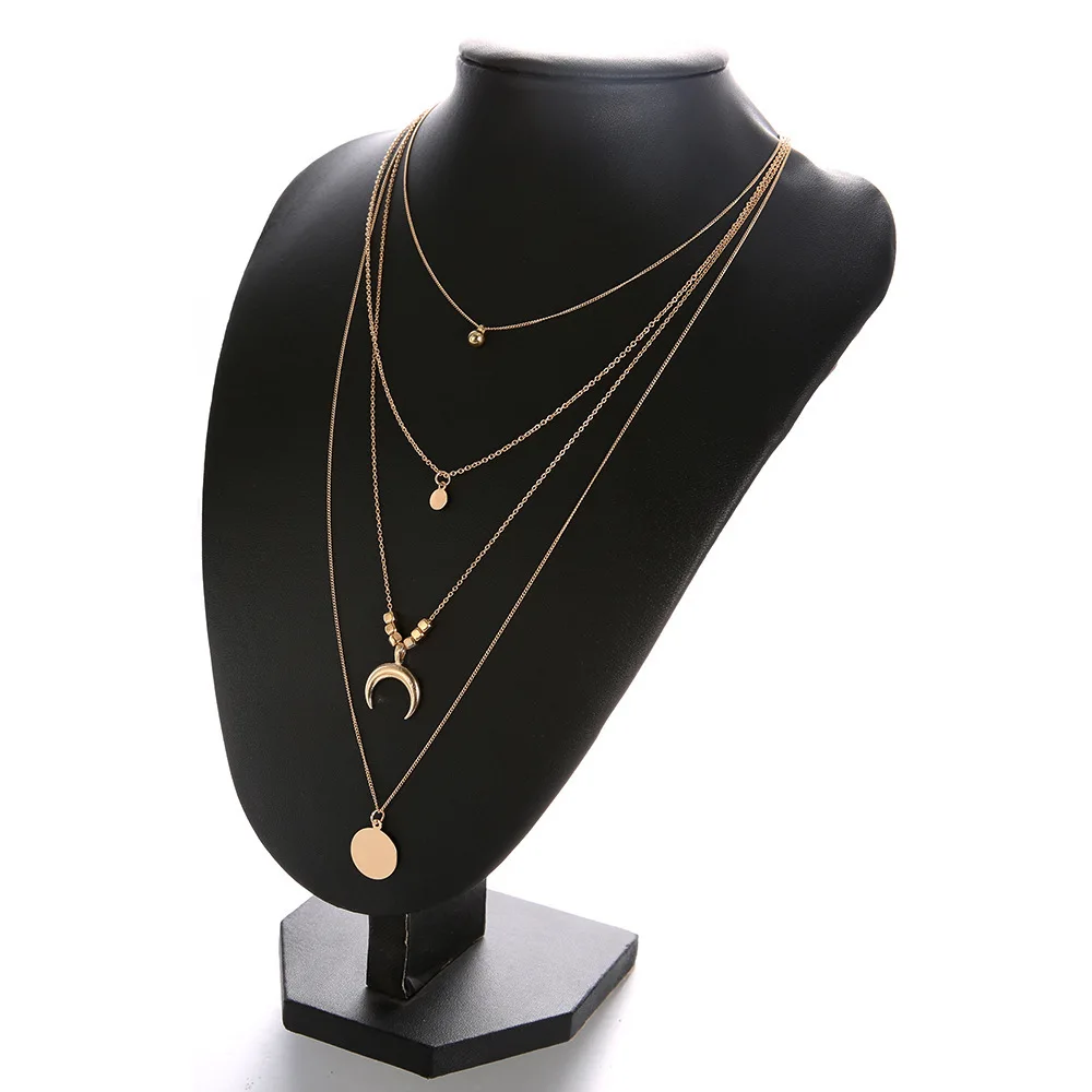 

Recommend new fashion personality multilayer moon wafer pendant necklace women's accessories