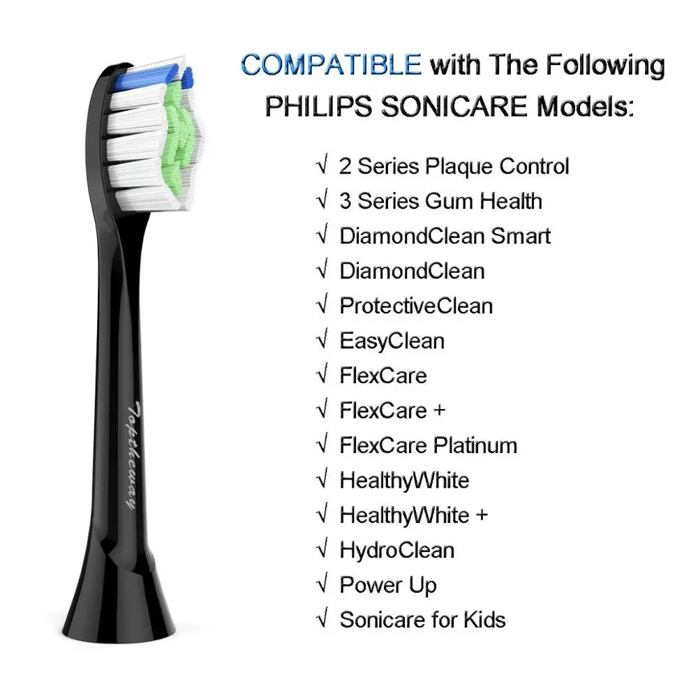 12 шт. HX6064 черные Сменные щетки для Phillips электрическая зубная щетка Sonicare головки EasyClean FlexCare Алмазная Чистка