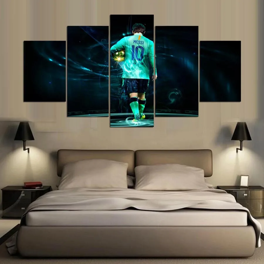 

Canvas Paintings Wall Art Framework One Set 5 Pieces Soccer Player Modular Pictures HD Prints Sport Posters Home Decorative