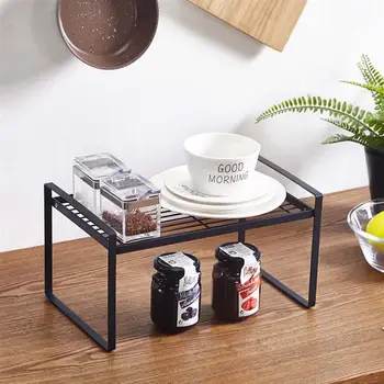 

Kitchen Wrought Iron Layered Shelf Bowl Pot Storage Rrack Seasoning Bottle Shelf Storage Rack(White)