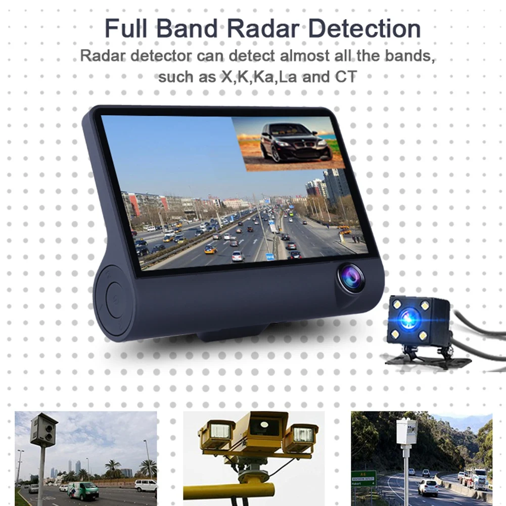  AUTO-3 In 1 Radar Auto Dvr Gps Tracker 40 Zoll 3 Weg Kameras Video Recorder Radar Detektor Dashcam 