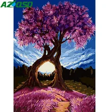 AZQSD, сделай сам, Реалистичная масляная краска, розовое дерево, краска по номерам, растительная краска, холст, картина, ручная краска, ed, современная, K120