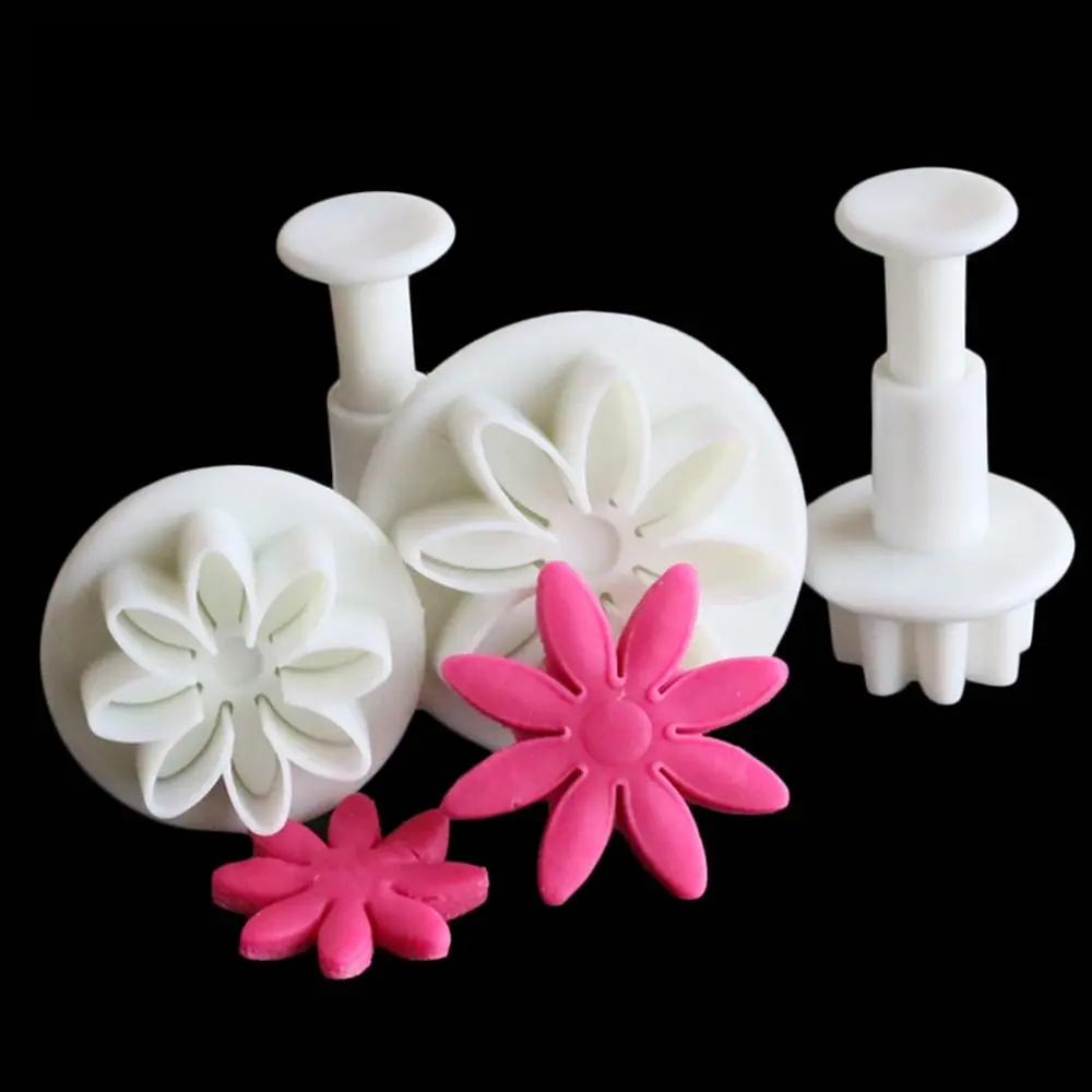 

4PCS Daisy Fondant Mould Cake Baking Cookies Mold Chrysanthemum Biscuit Cookies Plungers Paste Decorating Cutter Tool