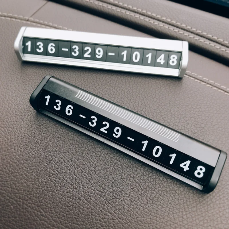 

Aluminum Alloy Luminous Car Temporary Parking Card Plate Sliding Hidden Design Car Decoration Replaceable Number Styling