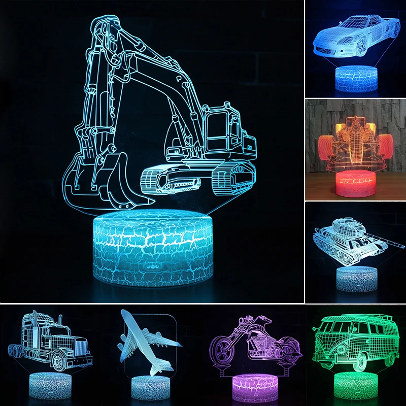  Car Acrylic 3D Hologram Lamp 7 Color Change Night Light Baby Touch Switch Colored lights LED USB De - 33006645372