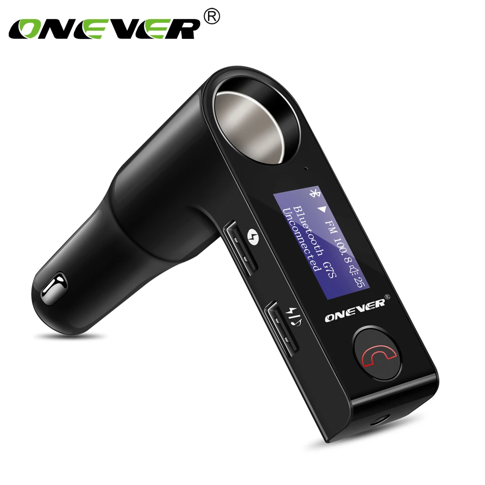 

Onever 5V3.1A FM Transmitter Hands-free Kit Cigarette Lighter Port Wireless FM Modulator Rotating Screen Bluetooth MP3 Player