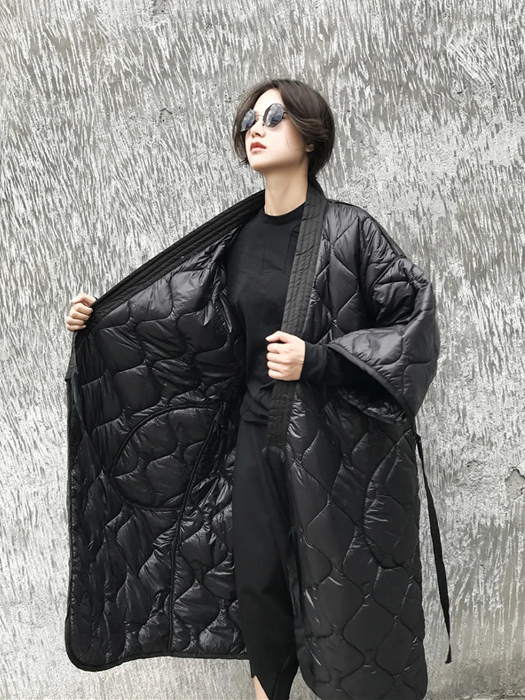 Manteau Et souris Lanmrem Coton Black rembourré Coupe Manches Nouveau vent Femmes Lâche Chauve 2019 Printemps Japon Taille D'hiver Jd18601 Grande Styles qZRtZzAwr