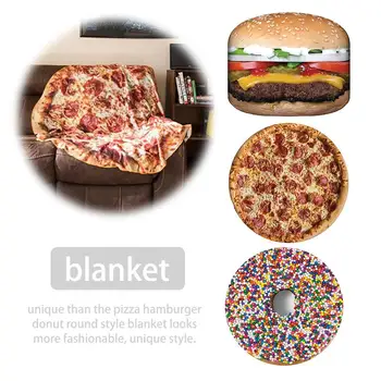 

Pizza Hamburger Donut Round Blanket Home Blanket for Adult Double for Children's Thicken Blanket #30