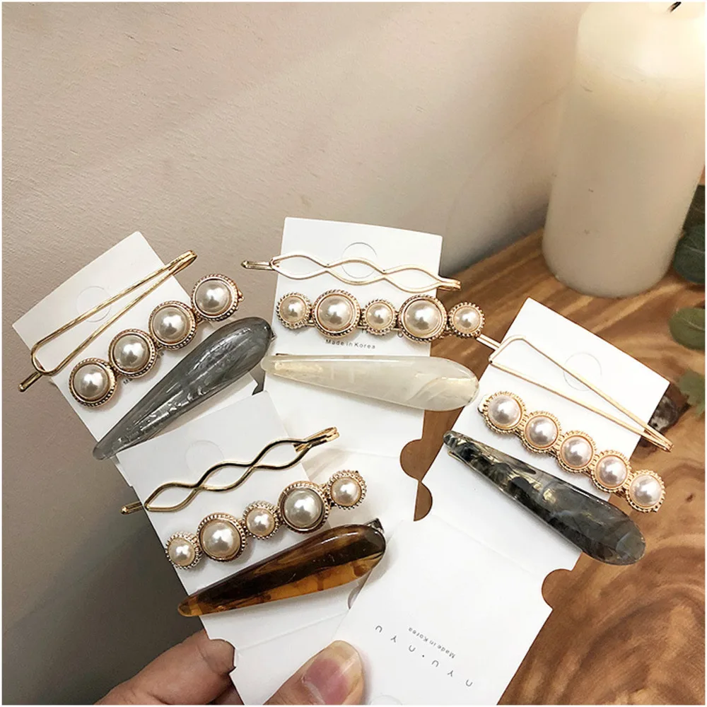 

1 Set Design Korea Japan Metal Gold Pearl Irregular Geometry Hair Clip For Women Girl Wedding Party Hair Accessories Jewelry