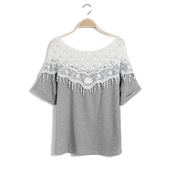 

Lace Hollow Out Shawl Bat Sleeve Long Woman T Shirt Summer New Pattern