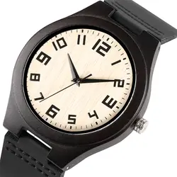 Для мужчин деревянные часы специальный номер ручной работы, деревянные часы мужской древесины Ebony часы аналоговые кварцевые роскошные