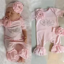 Pudcoco/комбинезоны для девочек; Одежда для новорожденных девочек с цветочным рисунком; Детский комбинезон с повязкой-бантом; комплект одежды