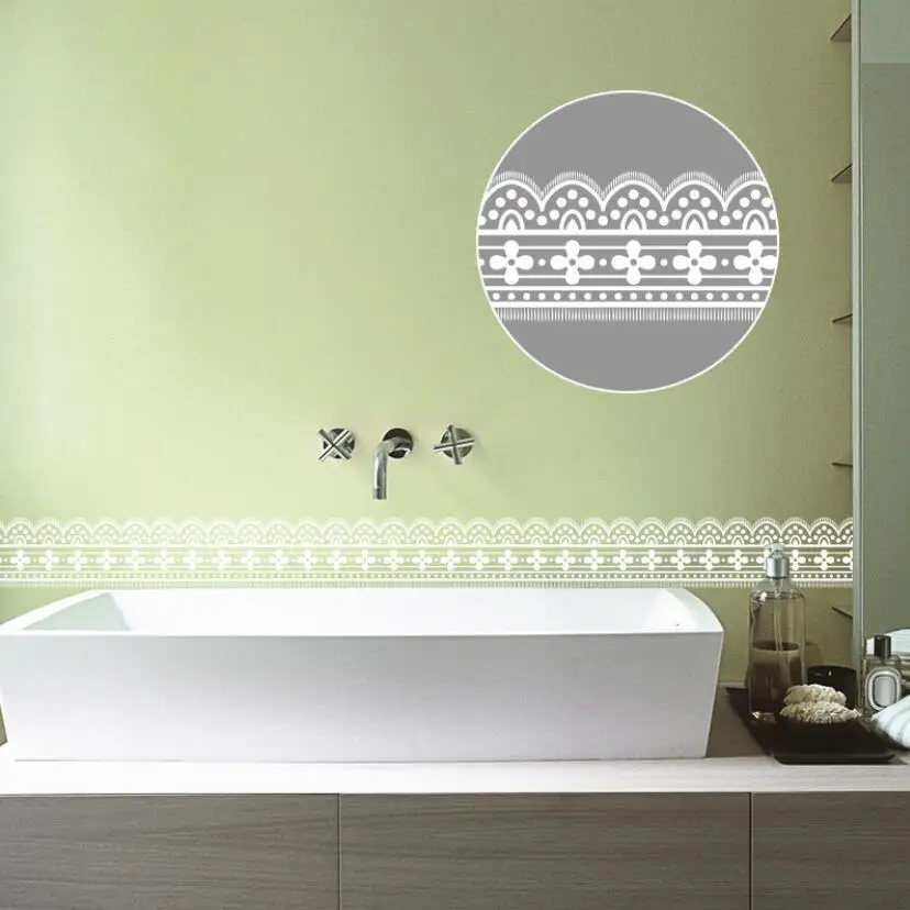 Белые кружевные цветочные обои декоративные для зеркала в ванной наклейки на