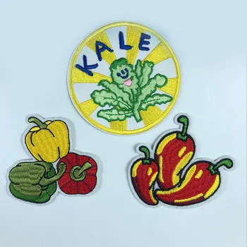 

Cute Vegetables Pepper Kale DIY Decoration Clothes Stickers Kawaii Vegetables Embroidery Appliques Iron On for Clothing Decor