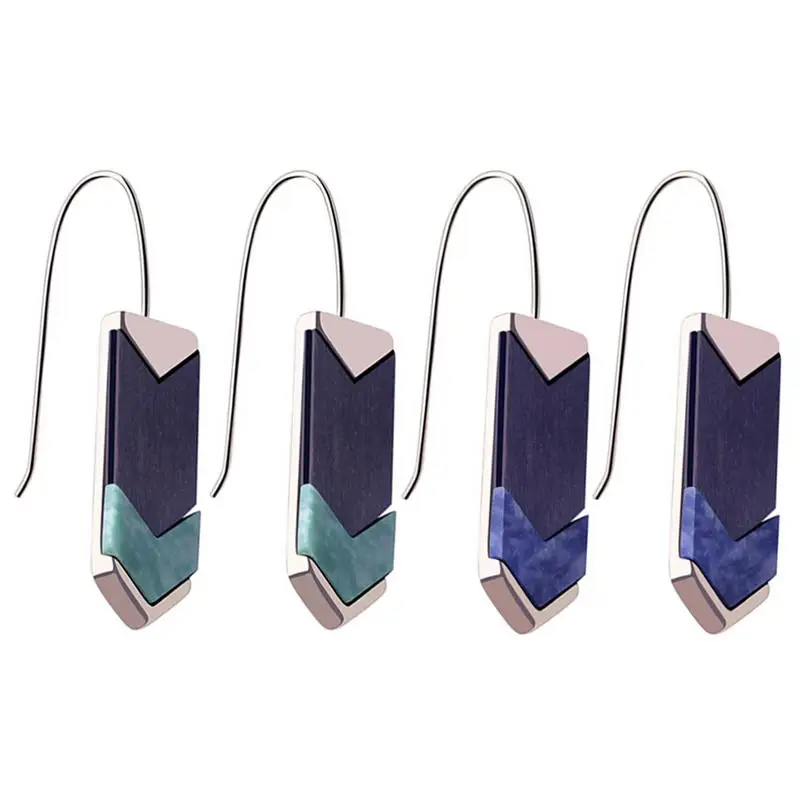 

Europe America Fashion Earrings For Women Personality Wooden Earrings Women Vintage Temperament Color Matching Ear Hook Earring