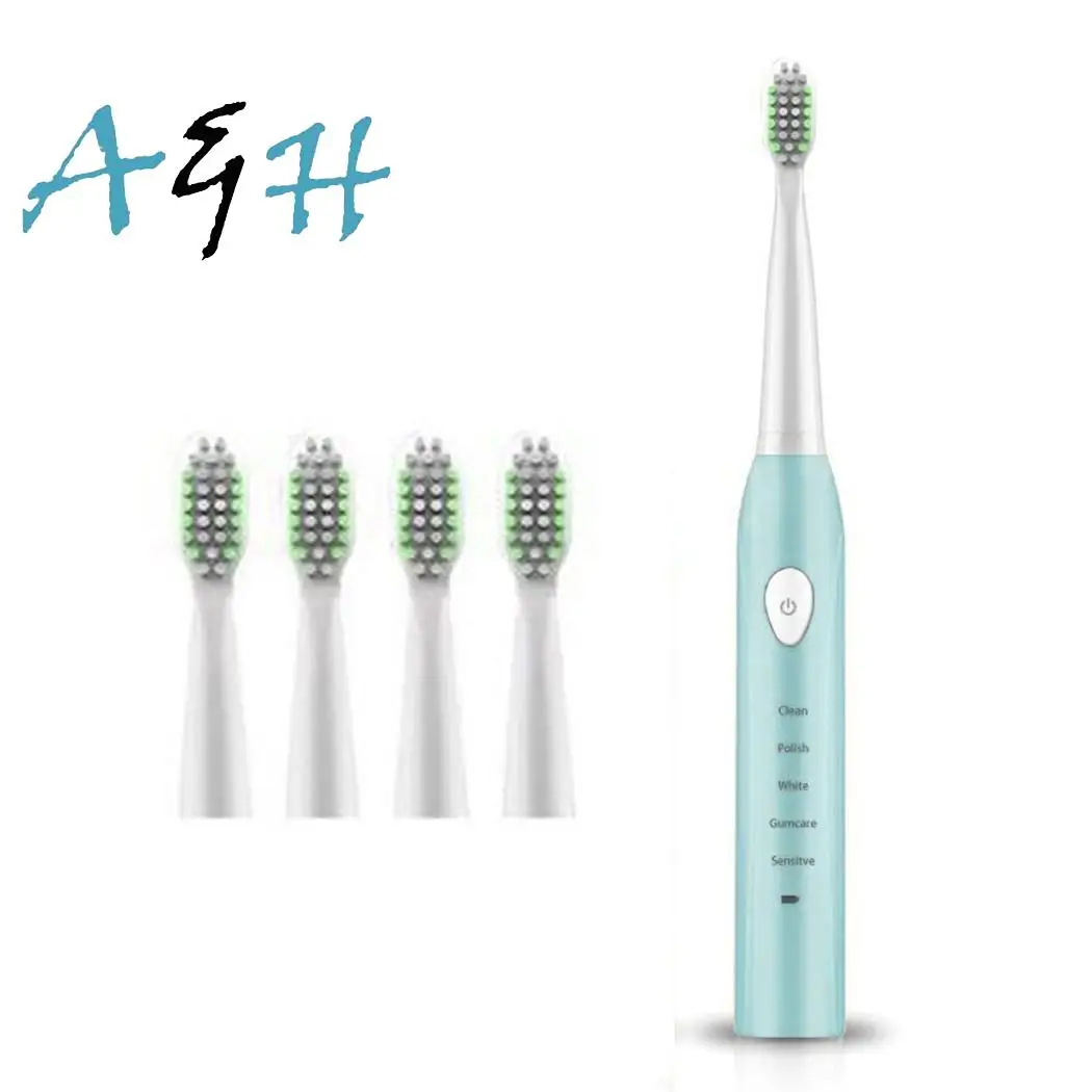 

Electric Toothbrush Sonic Tooth Brush Smart Timer Safety Waterproof Rechargeable for adults with 4 Replacement Heads New Arrival