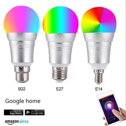 Интеллектуальное голосовое Управление светодиодный лампы Wi-Fi RGB сроки затемнения светодиодный светильник 85-265 в совместим с Amazon Alexa/Google Home