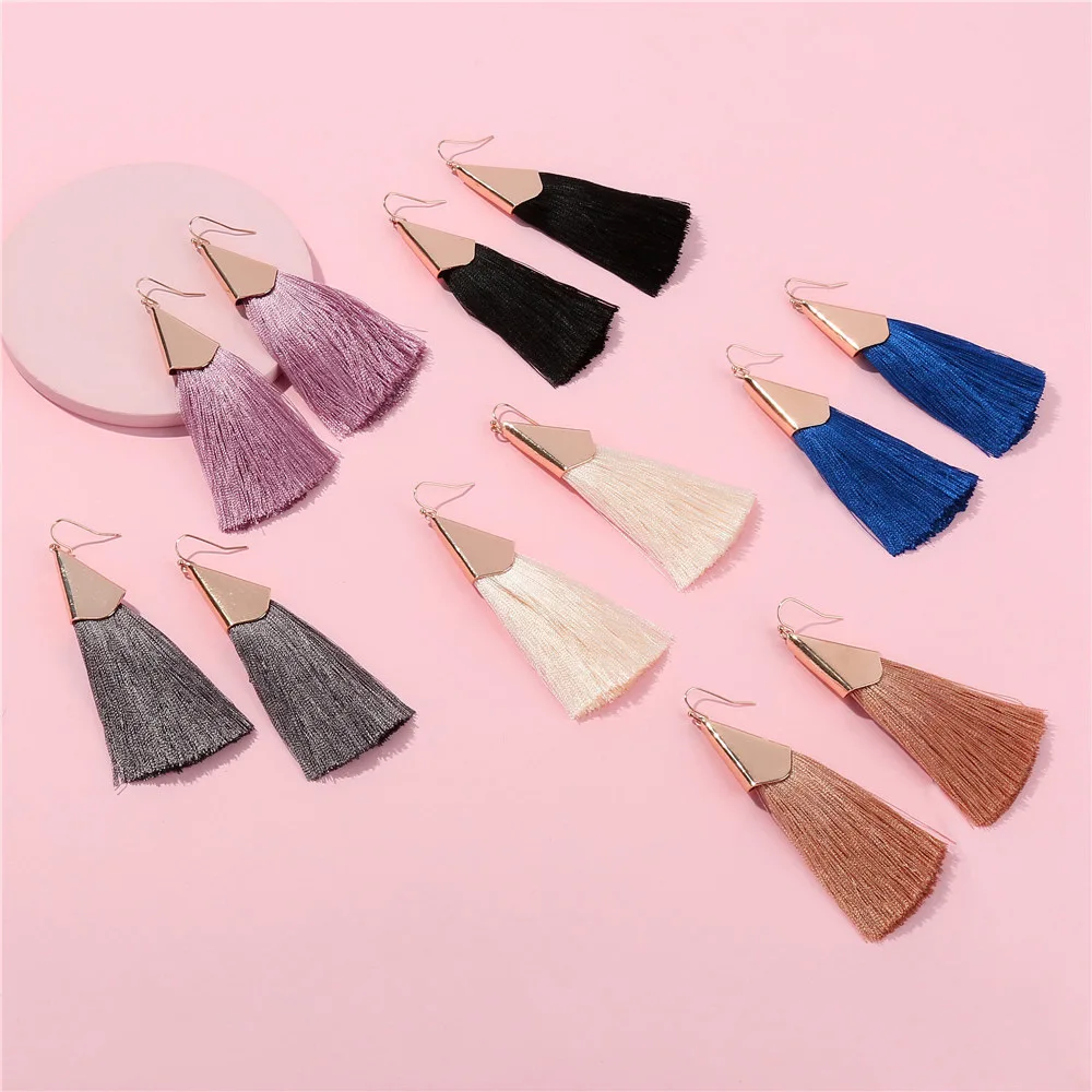 Fashion Jewelry Boho Tassel Earrings Women 2018 Brightness Gold Color Alloy Wide Fringed Drop Brincos oorbellen aretes | Украшения и